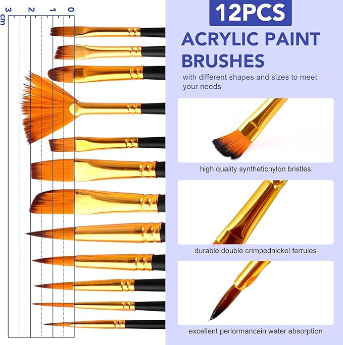 ESRICH Professional Acrylic Paint Set, 60PCS with Painting Brushes,Acrylic Paints,Easel,4 Sizes Blank Canvases,Palette, Paint Knives,Brush Cup and Art Sponges for Adults Hobbyists and Beginners