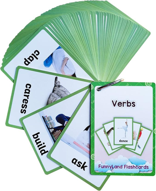 Lilias Verbs Flash Cards, Toddler Learning Toys, Preschool Learning Toys, Homeschool Supplies, Learning Supplies for Kindergarten, 4.3 X 3.14 Inch, 65 Cards in Set