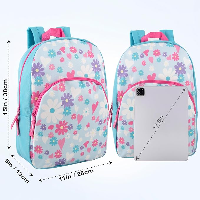Trail maker 15 Inch Kids Backpacks for Boys & Girls | Preschool, Kindergarten, Elementary School Backpacks with Adjustable, Padded Straps (Dancing Daisies)