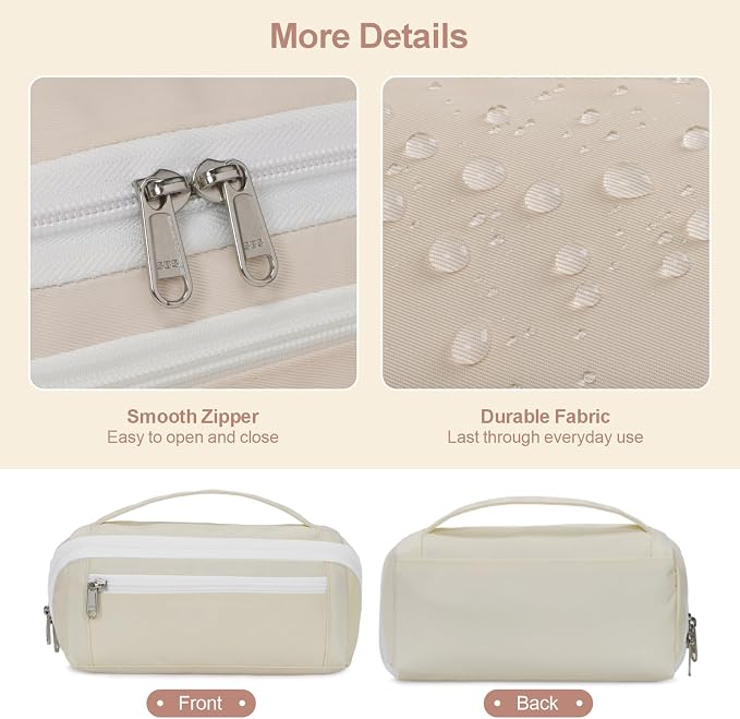 Large Pencil Pouch for Teen Girls, 8 Compartments, Cream White | Large capacity pencil case, wide-opening organizer fits calculators, markers, pens; for middle school, high school, college