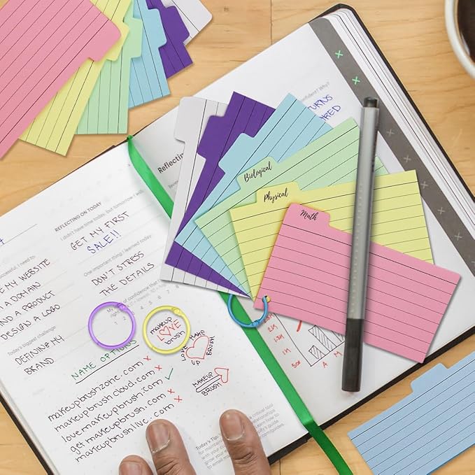 300 Pack Index Cards, 3" x 5" Ruled Index Cards with Ring, Colored Lined Flash Cards, Both Sides Note Cards Study Cards, Memo Scratch Pad for Office School Home (6 Colors)…