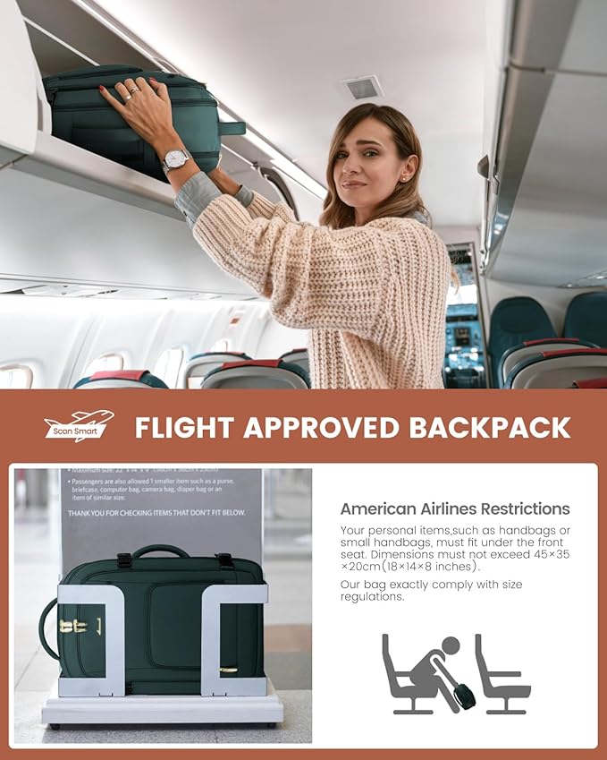 LOVEVOOK Carry On Travel Backpack For Women Flight Approved, 50L Personal Item Travel Bag for Airplanes, Business Weekender Fit 18 Inch Laptop, Waterproof Overnight Daypack with 3 Cubes