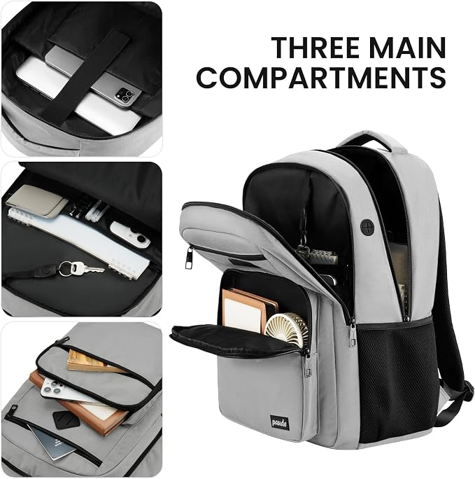 Paude Backpack Gray,School Backpack for Teens Adults Laptop Bookbag for High School College Students Back Pack for Work