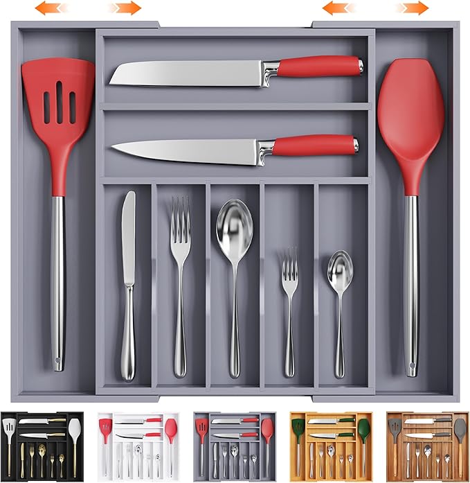 Kitchen Silverware Drawer Organizer and Storage Cabinet Utensil Rack Bathroom Counter Vanity Extra Large Big Cooking Drawer Organizers Countertop Pantry Storage Cabinet Best Kitchen Must Haves 2025