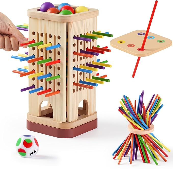 Montessori Game Wooden Board Game, Multiplayer for Kids 4-8, Math Educational, Fine Motor Skill Toy for Girls Boys, Classic Fun Games for Age 3 4 5 6 7 8 Girls Boys Gifts