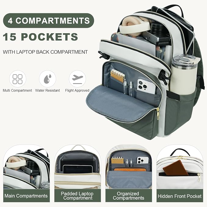 VANKEAN 17.3 Inch Laptop Backpack for Women Large Capacity | Waterproof Backpacks Stylish Travel Bags Casual Daypacks for College, Business