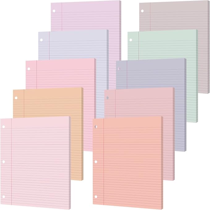 gisgfim 100 Sheets 3 Hole Punched Lined Refill Paper 8 x 10.5 Inch Loose Leaf Paper 3-Ring Binders College Ruled Notebooks Planner Inserts Thicken for Writing School Office Home Supplies(Dreamy)