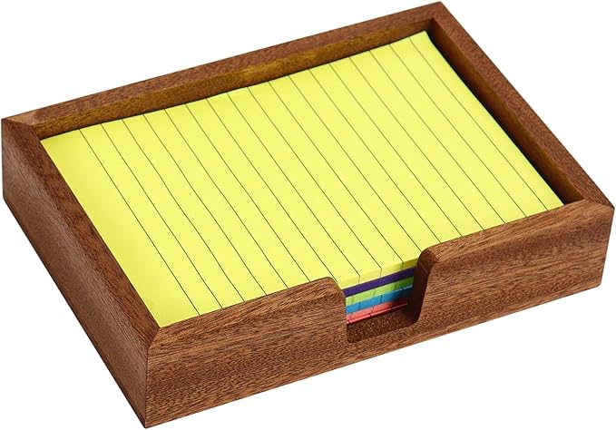 MultiBey Sapele Wood 4x6 Inch Sticky Note Holder, Wooden Notepad Dispenser and Desktop Organizer for Office, School, Home Supplies