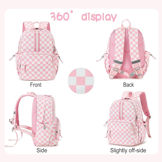LOIDOU Backpack for Girls 4-6, 15 inch Cute Kids Backpack for Toddler Preschool Gifts (pink)