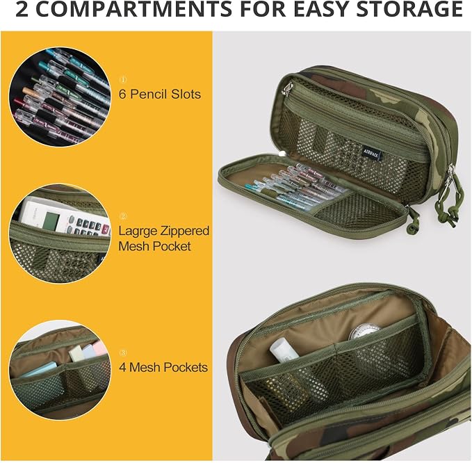 Tactical Pencil Case for Boy,Wide open Pen Pouch Bag with Handle for School | Marker Organizer Case Pen Box, Tool Bag Desk Organizer for School College Office Organizers for Kids Men Women Adult Teens