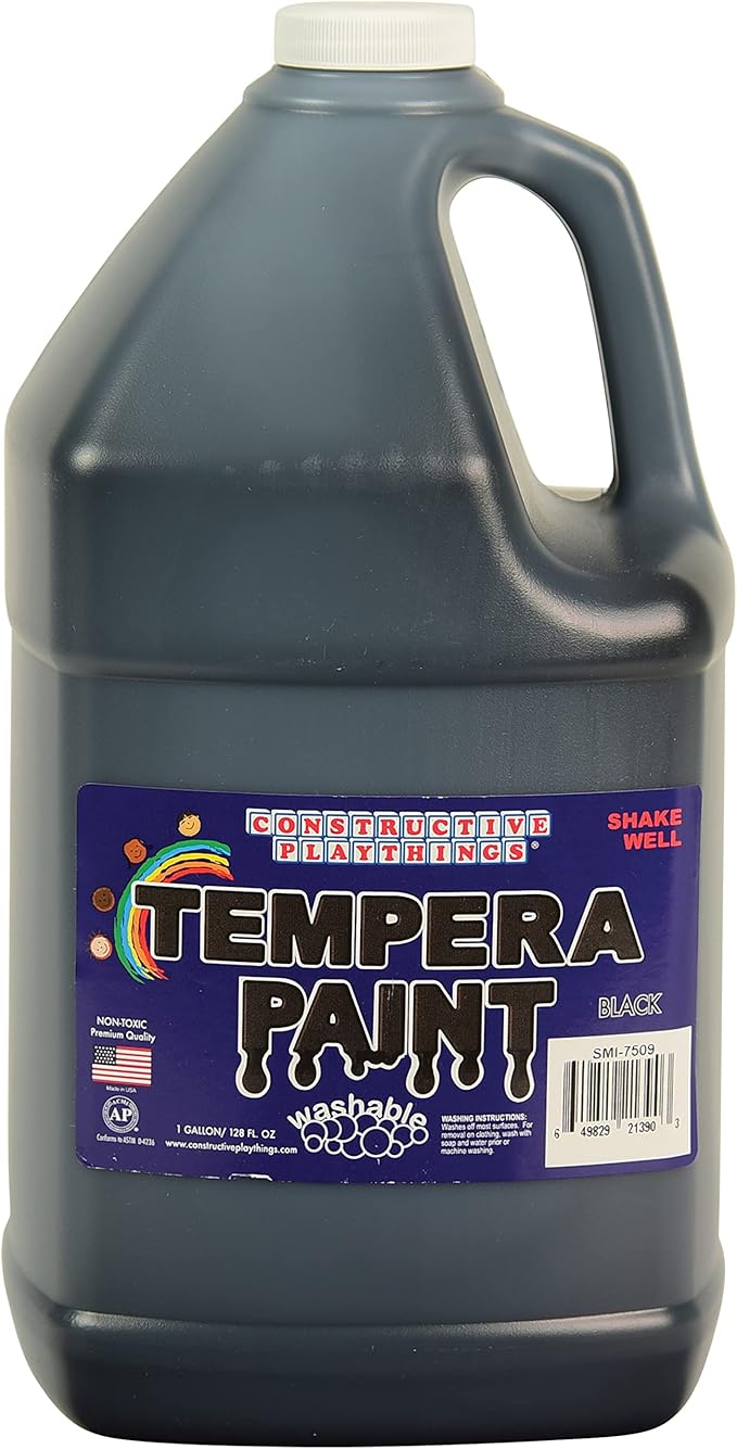 Constructive Playthings Washable Tempera Paint for Kids, Classroom Painting Supplies, Set of 4 Gallons, Multicolor