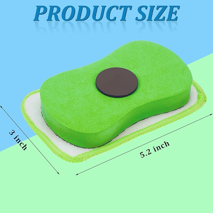 Zonon 2 Pieces Microfiber Dustless Chalk Eraser Magnetic Chalkboard Cleaner Multipurpose Cleaning Duster Washable Reusable Eraser for Markers, Chalk, Home, Classroom and Office (Blue and Green)