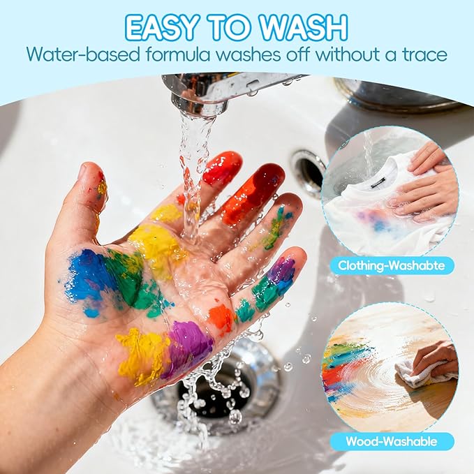 Washable Finger Paint 18 Colors Set Large Capacity (2.1fl oz/60ml) Non Toxic Finger Paints Art Painting Supplies for DIY Crafts Gifts Hand Painting