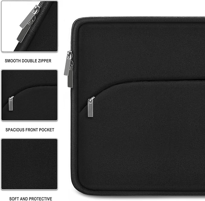 Laptop Sleeve 17 inch, Durable Portable Monitor Protective Cover with Front Pocket, Traveling Computer Carrying Laptop Case Compatible for HP, Dell, Asus, Lenovo, Black