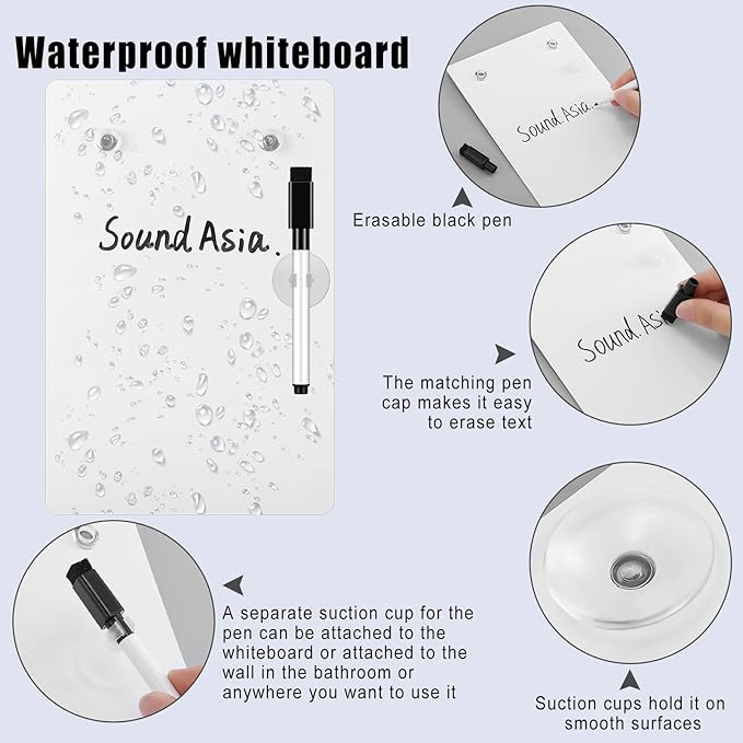 Yexiya 2 Pieces Shower Notepad Waterproof Shower Whiteboard with Suction Cup Dry Erase Board for Shower Shower Writing Pad Board on The Bathroom Wall with Pen for Adults Home Office (6 x 9 Inch)