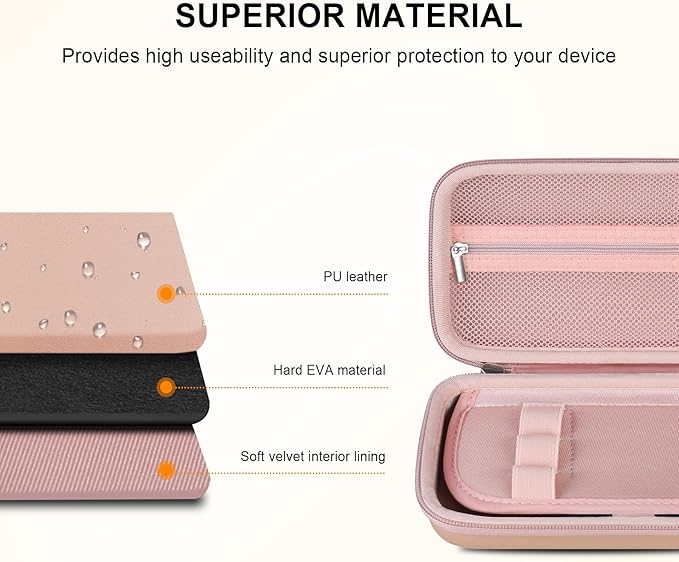 Elonbo Carrying Case for Texas Instruments TI-84 Evo/TI-84 Plus CE Evo Graphing Calculator, Extra Mesh Pocket Fits Charging Cable Charger Manual, Rose Gold