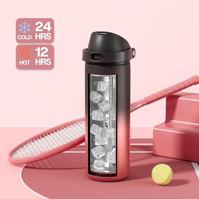 POWCAN 24 oz Stainless Steel Water Bottle: 2-in-1 Push-Button Spout & Quick-Flip Straw, Leakproof, Keep Cold 24Hrs, Fits Car Cup Holder, Insulated Water Bottle for Sports, Travel, School, Gift (Queen)