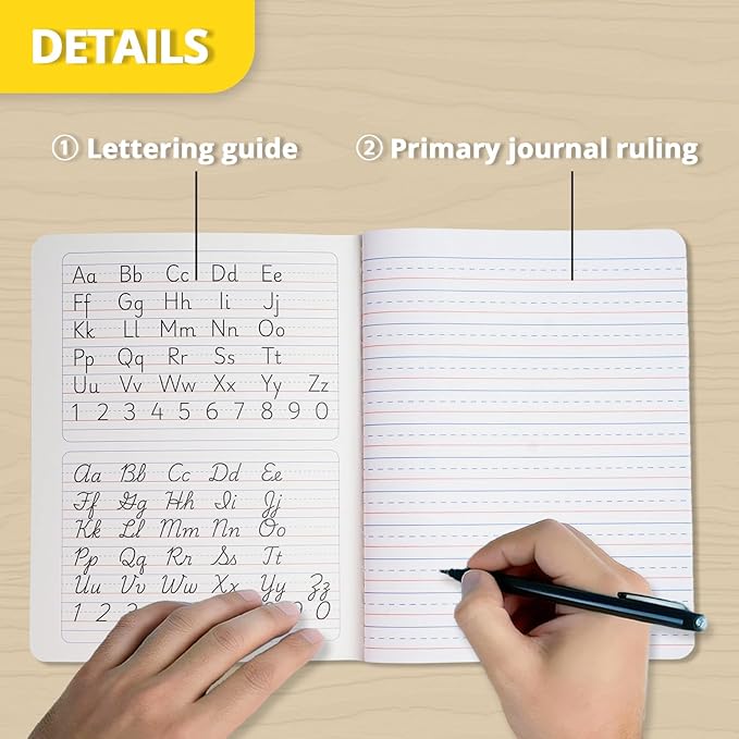 ONAVIA Primary Composition Book, 4 Pack, Full Primary Ruled, Grades K–2, 9.75 x 7.5, Writing Practice Notebook for School and Home, Cornflower Blue