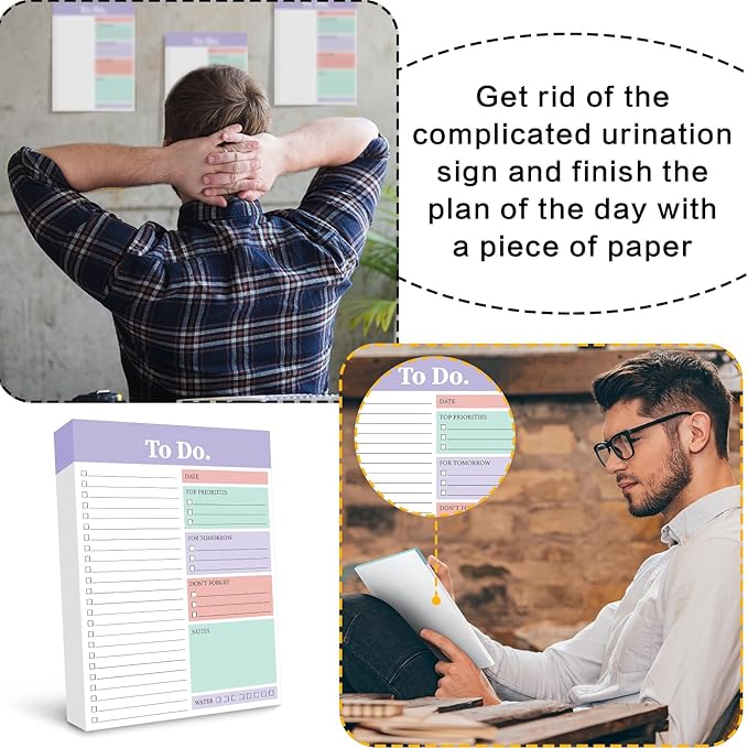 Spakon 300 Sheets Daily to Do List Notepad Notebook Library Card to Do Planner Checklist Memo Writing Pad Schedule Reminder Office Homework Planner for Task, 6" x 8(Elegant,White,Purple)