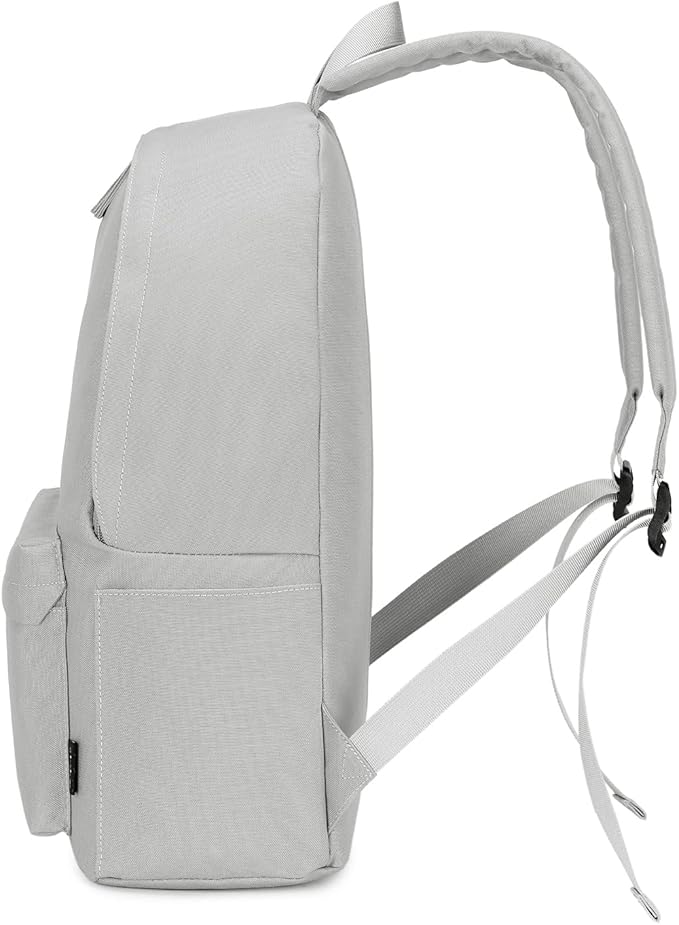 abshoo Lightweight Casual Unisex Backpack for School Solid Color Boobags (Light Grey)