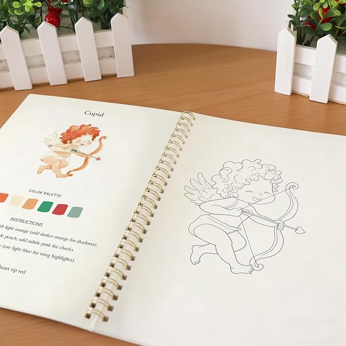 Beginner Watercolor Painting Kit Watercolor Workbook Coloring Book 12 Colors Paint Set with Brush, DIY Valentine's Day Cards Easily Master Beginner Friendly Watercolor Paint Set Valentine's Day Gifts for Adults Teens. (Valentine's Day)