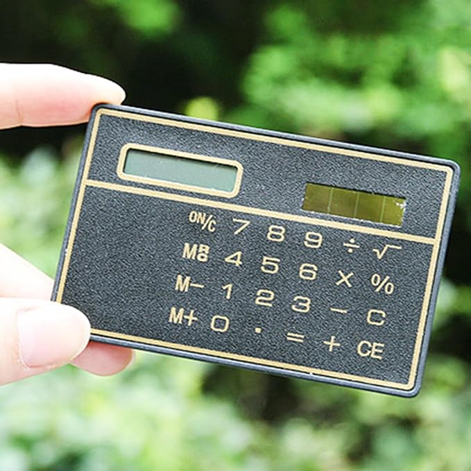 Solar Powered Calculator 8 Digit Display 8.5x5.3cm Portable Basic Standard Calculator for Business Office School, silver