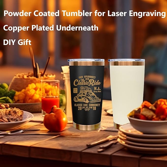 20 oz Tumbler Bulk 8 Pack Stainless Steel Tumbler with Lid and Straw, Double Wall Vacuum Insulated Travel Coffee Mug for Laser Engrave, Powder Coated Cup for Hot and Cold Drinks (Black,8 pack)