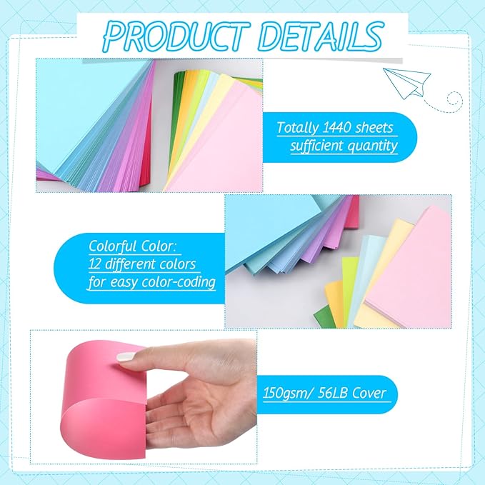 Ctosree 1440 Pcs Colored Index Card Blank Index Note Colored Flash Cards Blank Colorful Study Notecards Flashcards Memo Scratch Pad for Office School Supplies(4 x 6 Inch,Fresh Color)