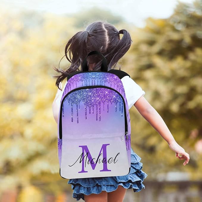M YESCUSTOM Custom Teen Girls School Backpack, Personalized Name Kids Bookbag for Girls Boys Elementary Middle School Bags Travel Laptop Backpack Casual Daypacks