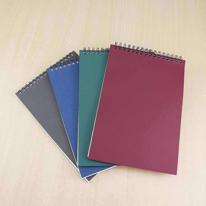4 Pack Graph Paper Notebook, A5 Top Wirebound Grid Spiral Notebook 5.8" x 8.3",60 Sheets,5mm x 5mm Grid Paper,Grid Notepad for Students, Math, Engineering (4 Colors)