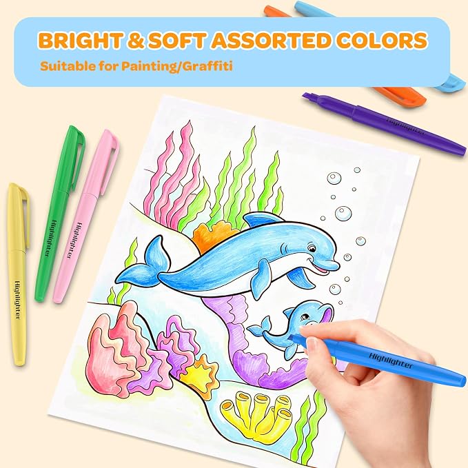 48 Count Highlighters Bulk - 12 Assorted Fashion Colors, Chisel Tip, No Bleed & Quick Dry, Ideal for Note Taking, Studying, School, Office, Student & Teacher Supplies