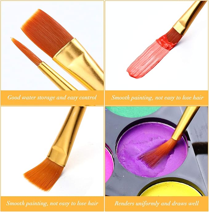 Acrylic Paint Brush Set, (20 Packs /200 pcs) Nylon Hair Brushes for Oil and Watercolor, Perfect Suit of Art Painting, Best Present for Painting, Blue