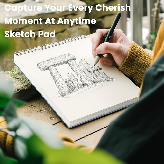 Cewei Drawing Pad 9x12, 100 Sheets Hardcover Spiral Bound, 68lb/100gsm White Paper Drawing Pad for Kids, Christmas Gifts for Grandkids & Art Gifts for Kids 8-12.