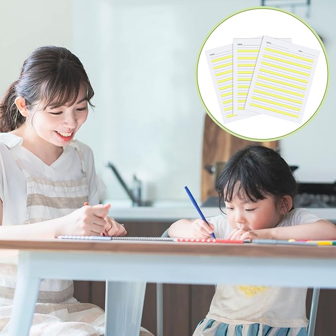 Eaasty 200 Sheets Write Beginner Paper Level 1 with Lines and Yellow Highlighted Practice Writing Paper for Kids Proper Letter Positioning, 11 x 8.5''