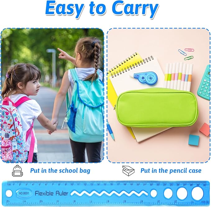 Nogeqi 2 Pcs Flexible Ruler 30cm Plastic Ruler 12 Inch Soft Reglas Escolares Flexibles with Centimeters and Inches Bendable Translucent Shatterproof for Adults Home Office Supplies Classroom