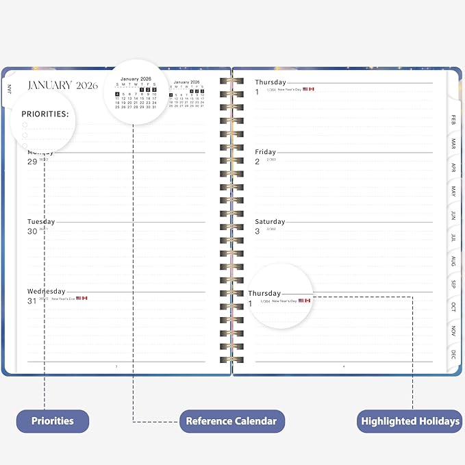 2026 Planner, Weekly and Monthly Calendar Academic Planner, Jan 2026 - Dec 2026, Planning Agenda Book for Desk Accessories and School Supplies - A5 (6.3'' x 8.5'')
