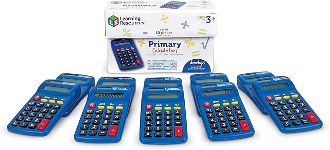 Learning Resources Primary Calculator - Basic Solar and Battery Powered Calculators for Students, Teach Basic Math Operations, School Supplies, Classroom Must Haves for Teachers, Back to School