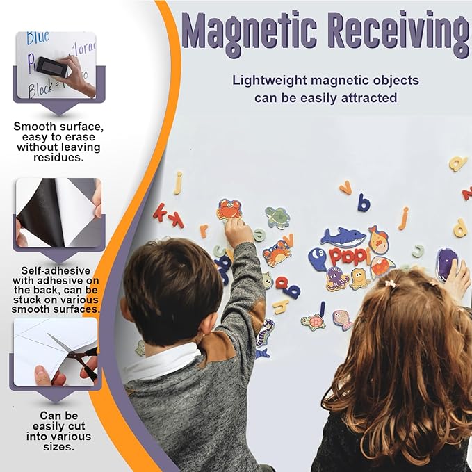 Magnetic Whiteboard Sticker Dry Erase Board for Wall - Adhesive Backing 48" x 30" Whiteboard for Classroom Office Home