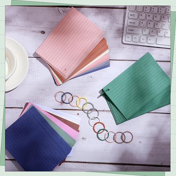 Ctosree 1440 Pcs Back to School Gifts Colored Index Cards with Binder Ring Ruled Flash Cards 12 Color Lined Note 56lb Cover for Studying Memory Office School(4 x 6 Inch,Soft Color)