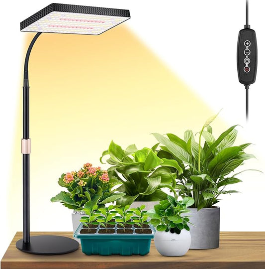 LBW Desk Grow Light, 214 LEDs Full Spectrum Plant Light for Indoor Plants | Desktop Grow Lamp with 4/8/12H Timer, 10"-26" Height Adjustable, 6 Brightness Levels, for Seed Starting