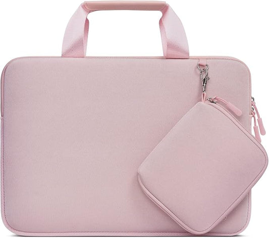 MOSISO Laptop Case 16 inch, 15-15.6 inch Laptop Sleeve Bag Compatible with MacBook Pro 16, HP Acer Dell Lenovo ASUS, Neoprene Carrying Computer Bag with Handle&Detachable Small Case, Pink