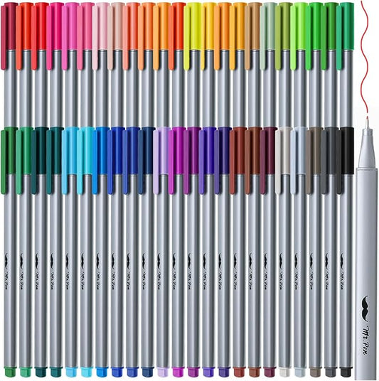 Mr. Pen- Colored Fineliner Pens, 46 Pack, 0.4mm Fine Point, Smooth Bible Journaling Pens Bulk for Detailed Drawing, Note-Taking, Coloring, Sketching, Planning & Art Projects, School Supplies