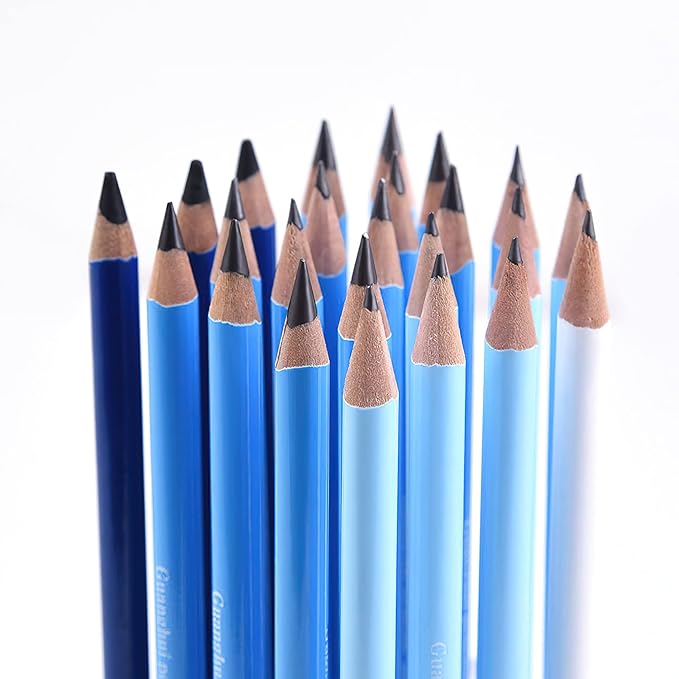 YYMIYU 24 Drawing Pencils Set, Art Sketching Pencils Charcoal Set 14B,12B,11B,10B,9B,8B,7B,6B,5B,4B,3B,2B,B,HB,H,2H,3H,4H,5H,6H,& Soft Neutral Hard Charcoal Pencils