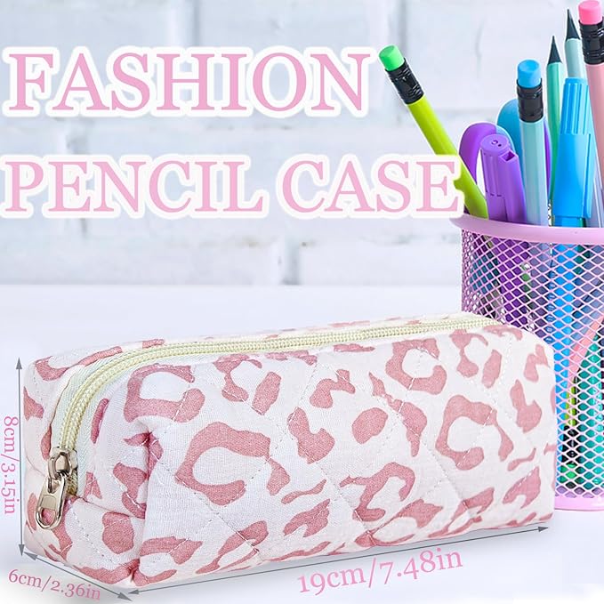 Pencil Pouch Cute Pencil Case Office Storage Bag Holder Box Organizer Aesthetic Bow Flower Pattern Makeup Pouch Cosmetic Bag for Women Girls
