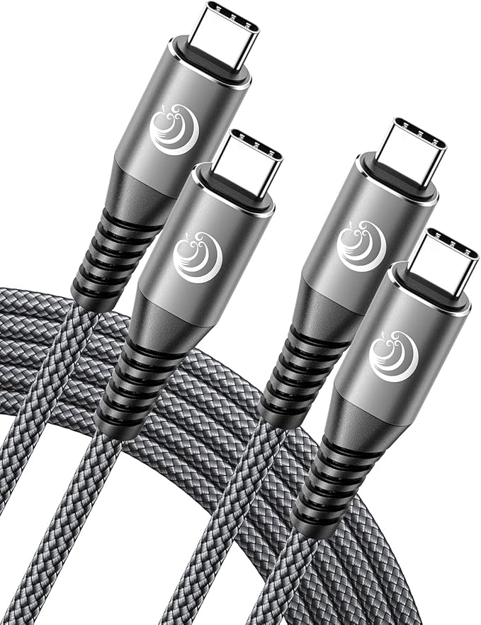 USBC to USBC 100W [6ft/2 Pack] USB C to USB C Fast Charging Cable Braided C to C Charger Cord 5A for MacBook Pro/Air, iPhone 15 Pro Max Plus,iPad Pro,Samsung Galaxy S24 Ultra S23,Pixel,PS5,Switch