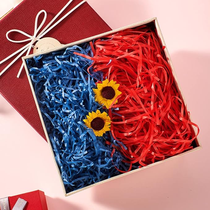Raffia Paper Shreds, 100g Shredded Paper for Gift Box, Crinkle Cut Paper Shred Filler for Gift Wrapping & Basket Filling(Dark Blue)