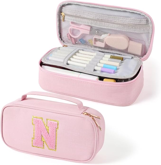 YOOLIFE Cute Pencil Case for Girls, Pink Pencil Pouch Bag, Aesthetic Pen Pouch School Supplies for Teen Girls, N (Pink)