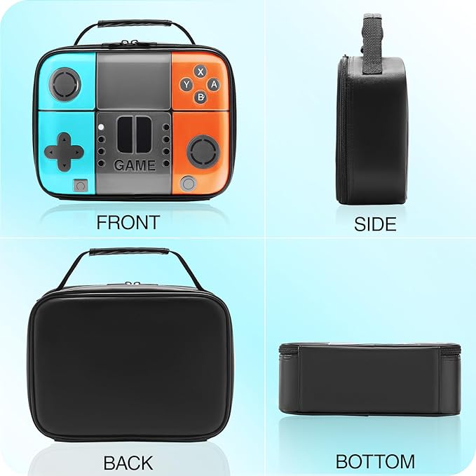 Kids Lunch Box for Boys,Game Console Insulated Lunch Bag for Kids,Leather Lunchbox for Boys,Waterproof Leakproof Portable Fits Most Bento Boxes