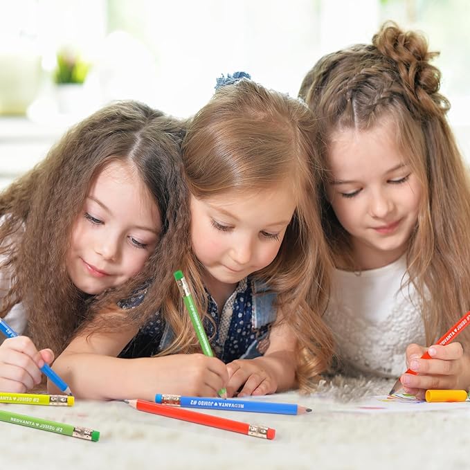 Jumbo HB Pre-sharpened Pencils #2 for Toddlers Preschoolers First Writing, Thick Triangular Grip Fat Pencils with Latex-Free Erasers, Break-Resistant, Back to School Supplies, 12 Count