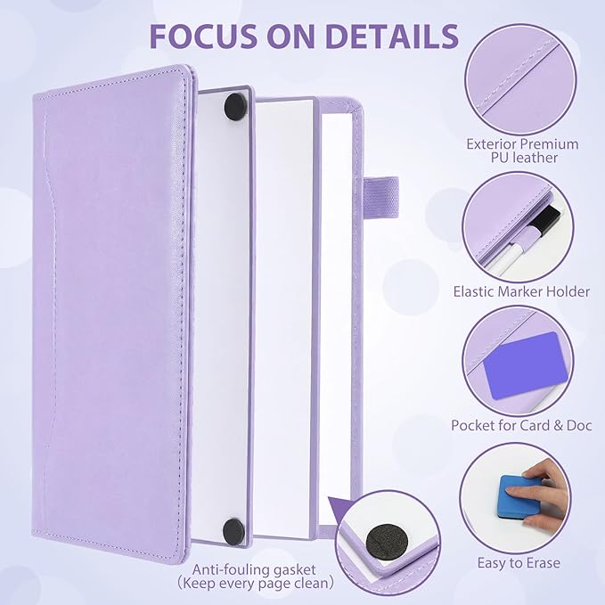 Feifeiya 6 Sides Dry Erase Notebook Portable White Board 9"x6"(a5) Travel Dry Erase White Board Notebook Foldable Anti-ghosting Surface for Office, School, Study, Travel & Business Meeting Planning